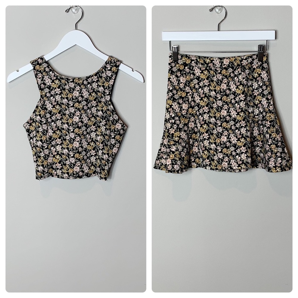 Millibon Floral Skirt Set Black